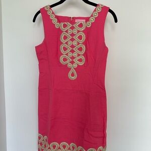Lily Pulitzer gold embellished pink dress size zero worn once perfect condition